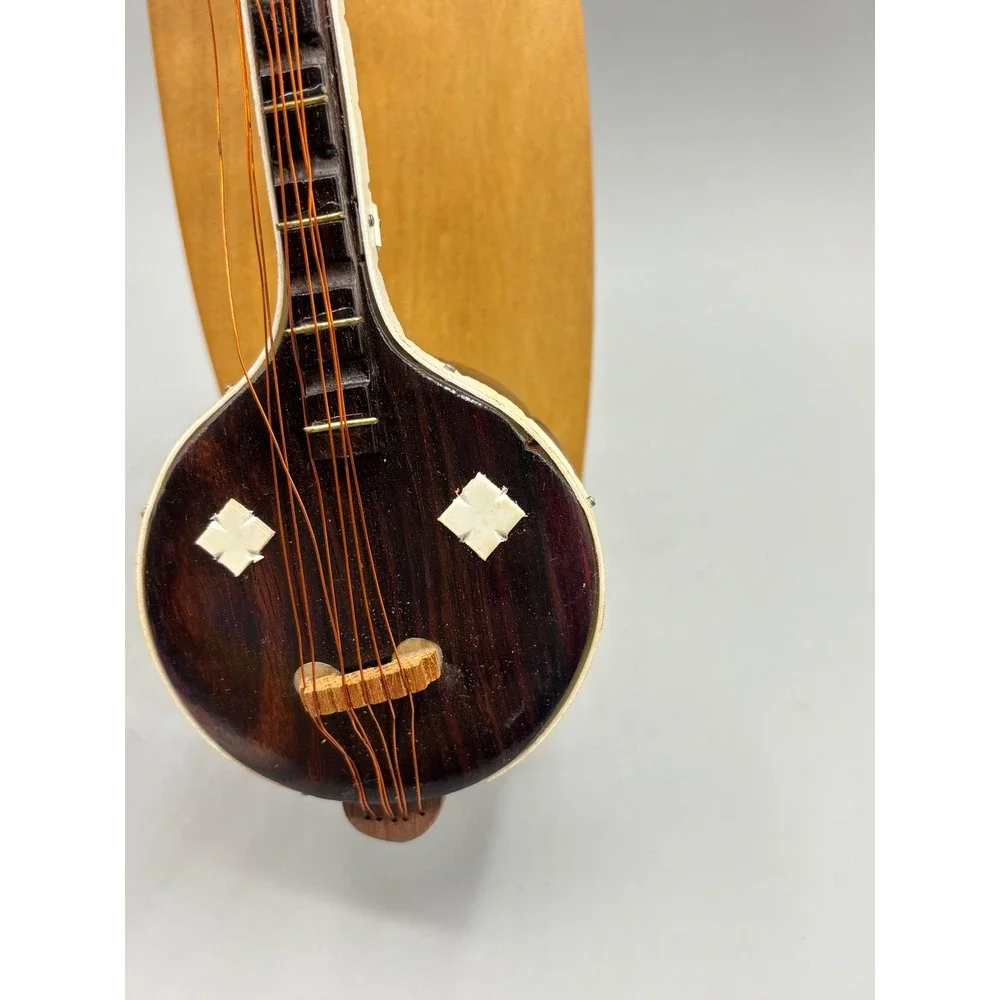 Vintage Miniature Sitar Model Handcrafted Wood Asian Musical Instrument Decor